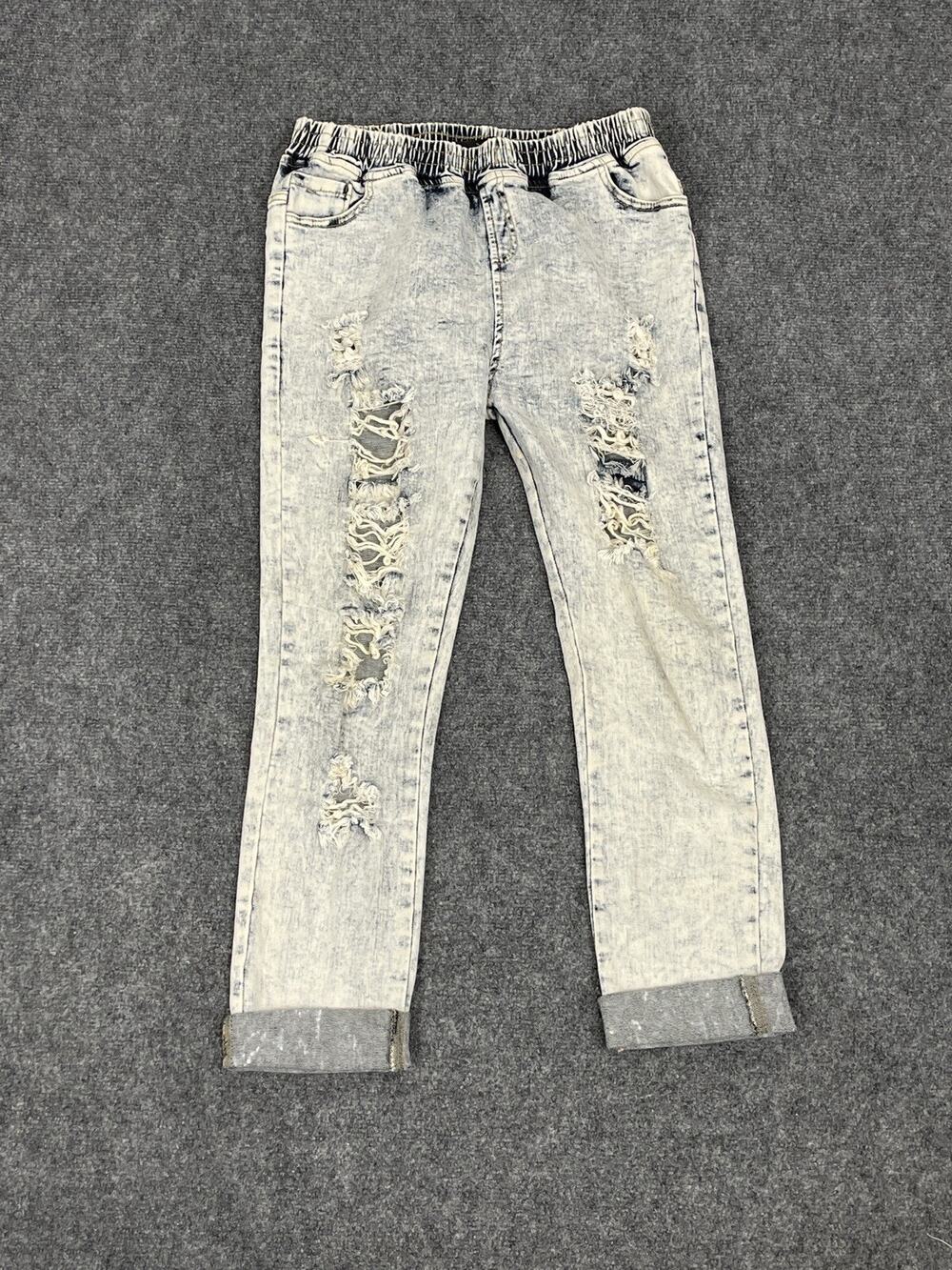 Soho BABE Jeans Womens Small Cropped Distressed Denim Pants Ripped Blue N160